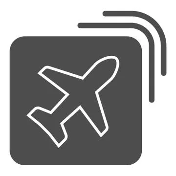 Airline emblem solid icon, travel concept, Plane in square shape sign on white 库存插图