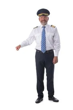 Airline first pilot hold something Stock Photos