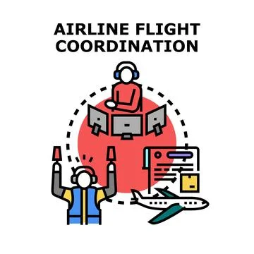 Airline flight coordination managing global logistics and aviation Stock-Illustration