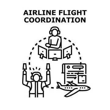 Airline flight coordination managing global logistics and aviation Stock Illustration