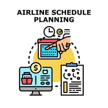 Airline flight schedule planning and booking concept Stock Illustration