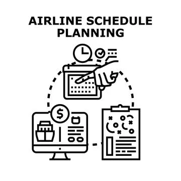 Airline flight schedule planning and booking concept Stock Illustration