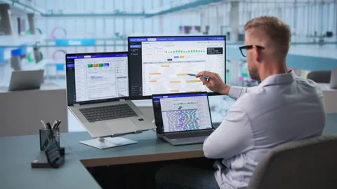 Airline Operations Manager Uses Computer Stock Footage 347895223