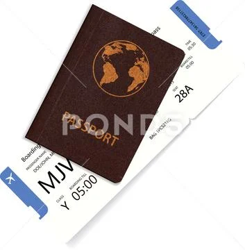 Airline passenger boarding pass inside passport. Stock Illustration