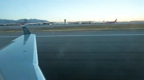 Airline passenger takeoff looking through window HD 3535 Stock Footage 12530246