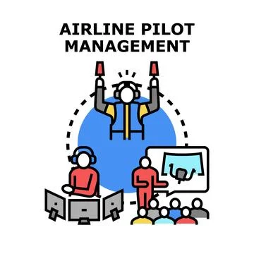 Airline pilot management system training and operations Stock Illustration
