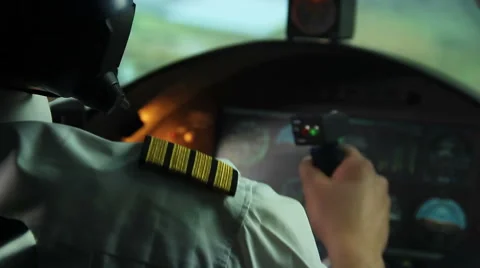 Airline pilot trying to prevent accident, plane shaking in turbulence, danger 库存影片 64598090