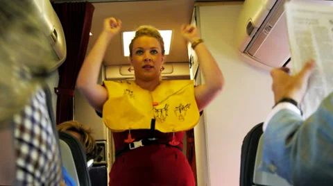 Airline safety demonstration-2 Stock Footage 35998749