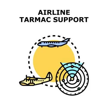 Airline tarmac ground support operations vector illustration Stock Illustration
