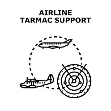Airline tarmac ground support operations vector illustration Stock Illustration