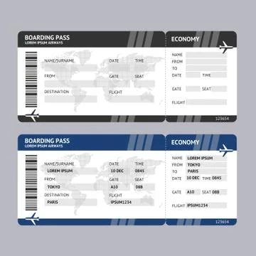 Airline Ticket Boarding Pass. Vector 스톡 일러스트