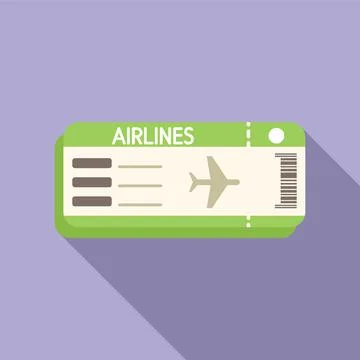 Airline ticket icon flat vector. Pass plane Stock Illustration