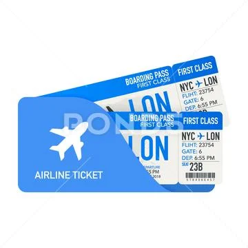 Airline tickets or boarding pass inside of special service envelope. Vector i Stock Illustration