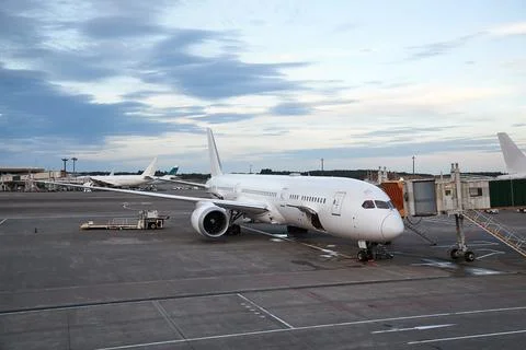 Airliner at an airport Stock Photos