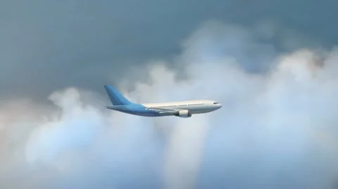 Airliner among the fluffy clouds Video stock 11279217