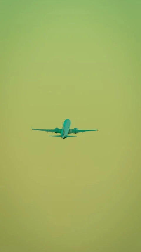 Airliner climbing in sky with engines thrusting and wings leveling. Passenger Stock Footage 317080493