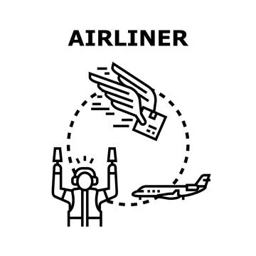Airliner delivery concept with ground handler guiding package Stock Illustration