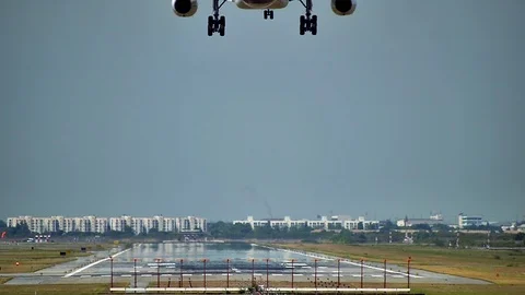 Airliner On A Final Approaching Landing Stock Footage 100248251