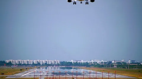 Airliner On A Final Approaching Landing Stock Footage 100248259