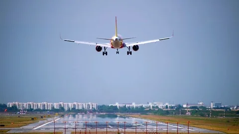 Airliner On A Final Approaching Landing Stock Footage 100248293