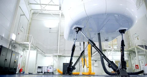 Airliner Flight Simulator In Motion. Actuators Moving 動画素材 91402911