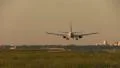 Airliner landing at dusk HD Footage