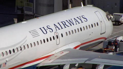 Airliner leaving the gate Stock Footage 92369788
