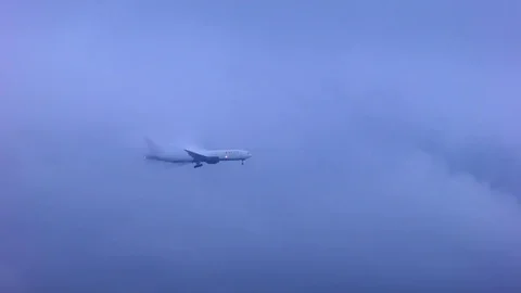 Airliner in mist Stock Footage 77481610