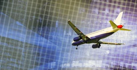 Airliner in motion on abstract background 스톡 사진