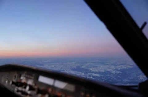 Airliner Mountain View Stock Photos