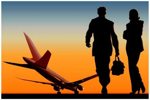 Airliner at runway Stock Illustration