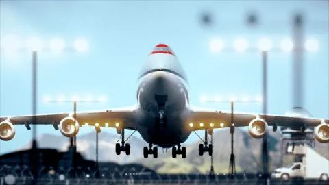 Airliner Taking Off, CloseUp Stock Illustration