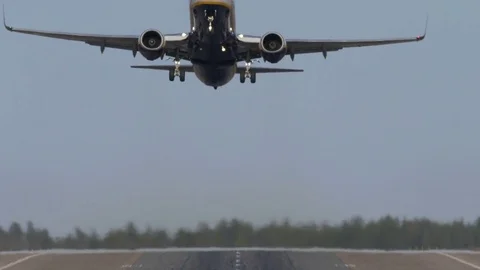 Airliner taking off, head on, 4k, 60 fps Stock Footage 75061926