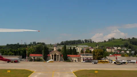 Airliner taking off at Sochi Stock Footage 223293183
