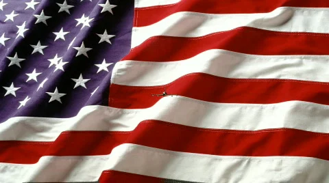 Airliner with a us flag in the background Stock Footage 278160