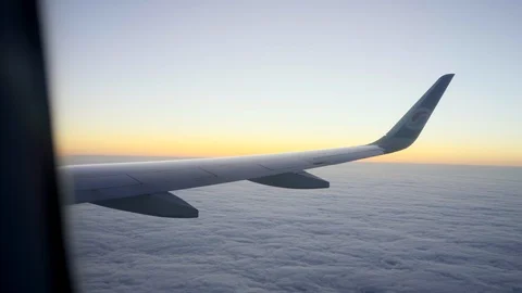 Airliner window sunset view Video stock 125461897