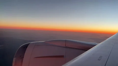 Airliner Window View Sunset Stock Footage 213320875