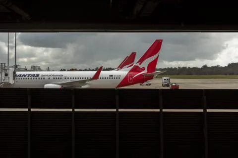 Airliners Taking Passengers Stock Photos