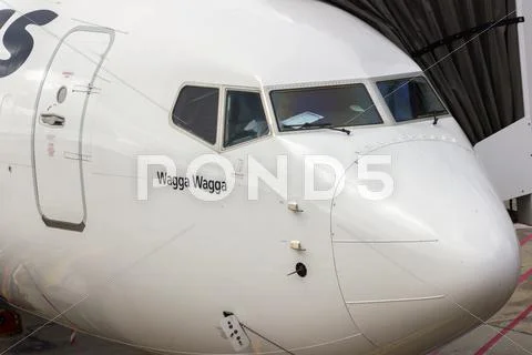 Airliners Taking Passengers Stock Photos
