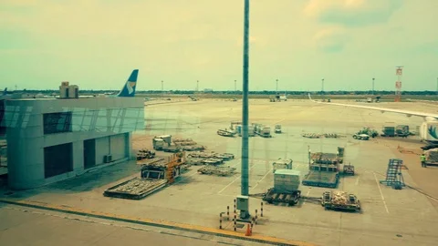 Airlines Activity at SHIA Jakarta Stock Footage 108013353