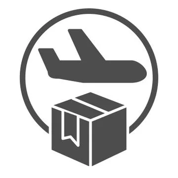 Airmail and cardboard package solid icon, delivery and logistic symbol, air Illustrazione stock