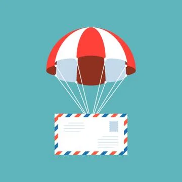 Airmail, envelope with parachute Stock Illustration