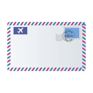 Airmail envelope with postage stamps Stock Illustration