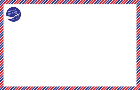 Airmail envelope with red and blue diagonal border Stock Illustration