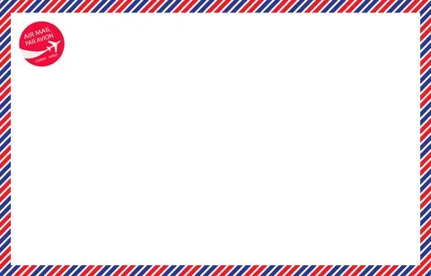 Airmail envelope with red and blue diagonal border Stock Illustration