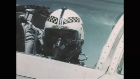 Airman operate F-4 Phantom II mid-air during aerial combat training - 1968 스톡 동영상 99911925