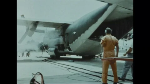 Airmen conduct fire testing from Lockheed AC-130 gunship - 1968 스톡 동영상 103594177