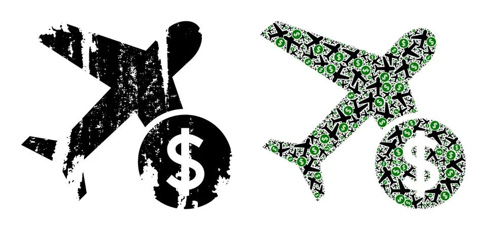 Airpflight Price Icon Recursion Composition and Grunge Textured Icon Stockillustratie