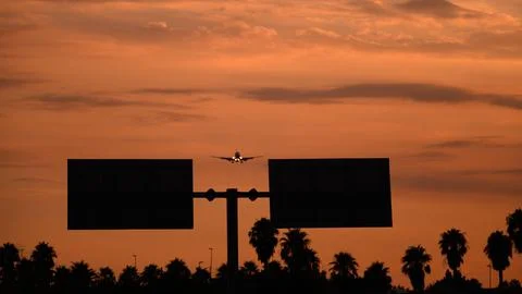 Airplan sunset Foto stock