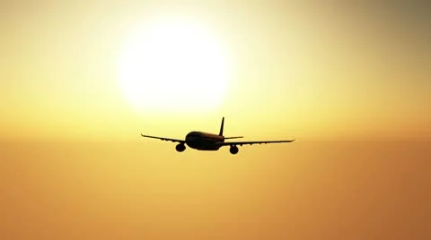 Airplane 05 sunset Stock Footage 10600366